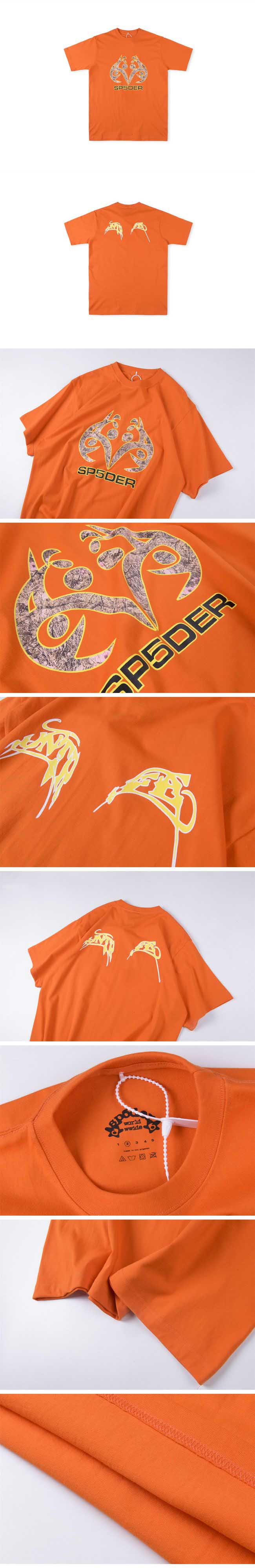 Sp5der Chest Logo Print Orange Tee スパイダー チェスト ロゴ プリント オレンジ Tシャツ