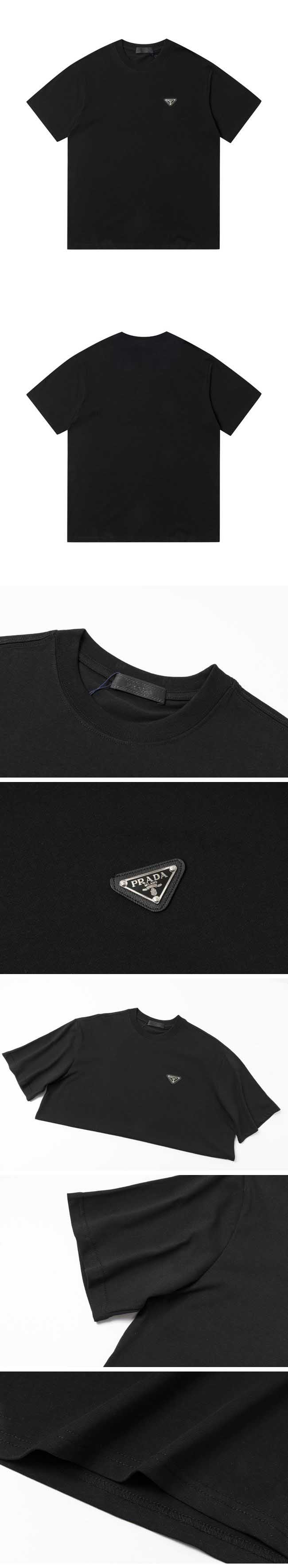 Prada Chest Triangle Simple Logo Tee プラダ チェスト トライアングル シンプル ロゴ Tシャツ ブラック