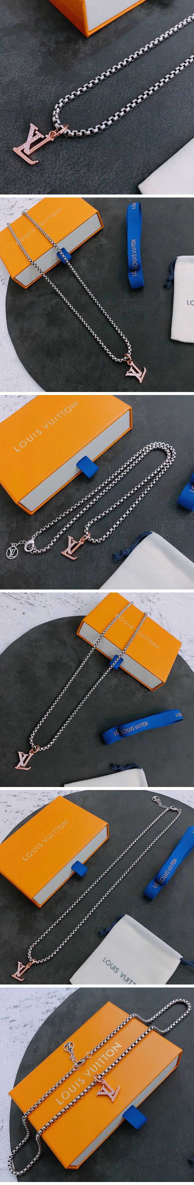 Louis Vuitton Pink Gold LV Charm Necklace ルイヴィトン ピンクゴールド LV チャーム ネックレス