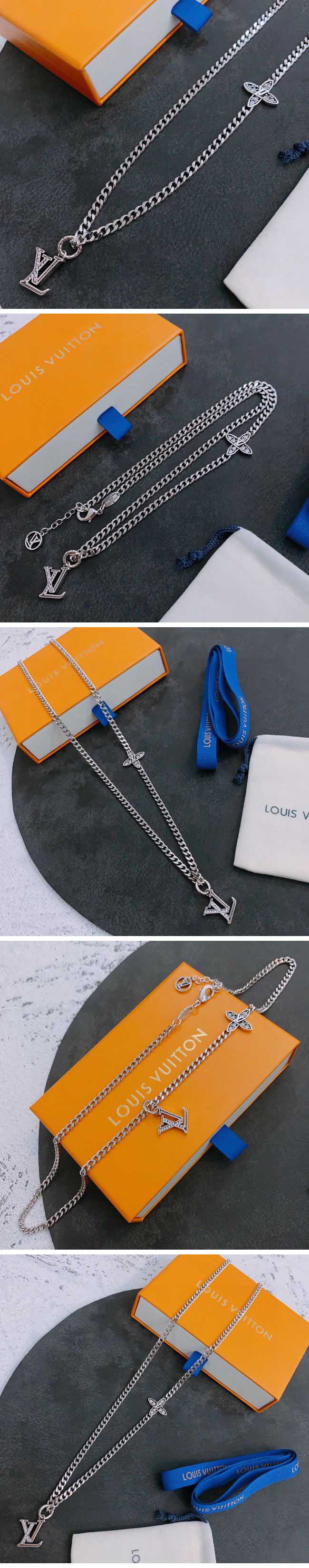 Louis Vuitton Silver LV Charm Necklace ルイヴィトン シルバー LV チャーム ネックレス