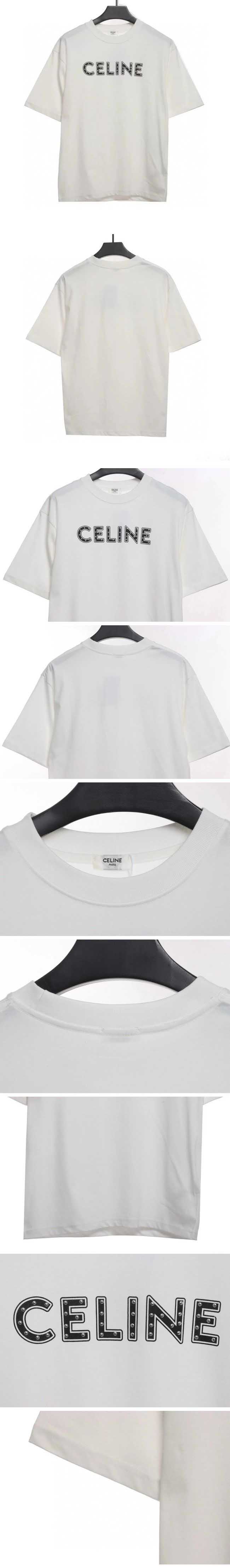 Celine Studded Logo Tee White セリーヌ スタッズロゴ Tシャツ ホワイト