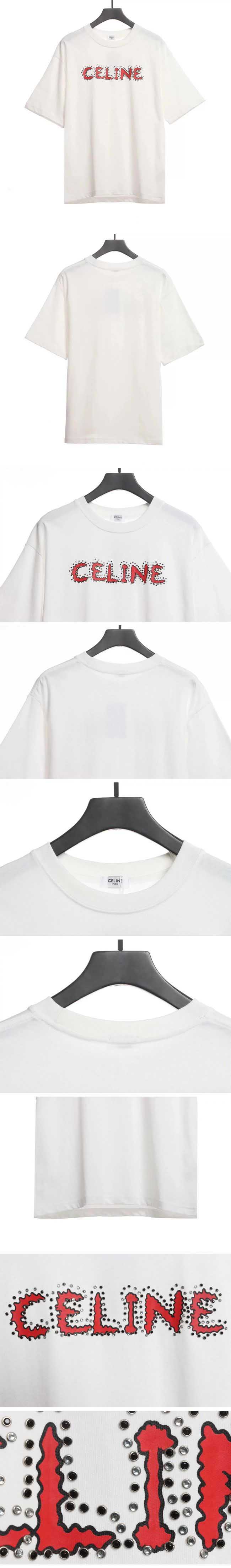 Celine Line Stoen Logo Tee White セリーヌ ラインストーン ロゴ Tシャツ ホワイト