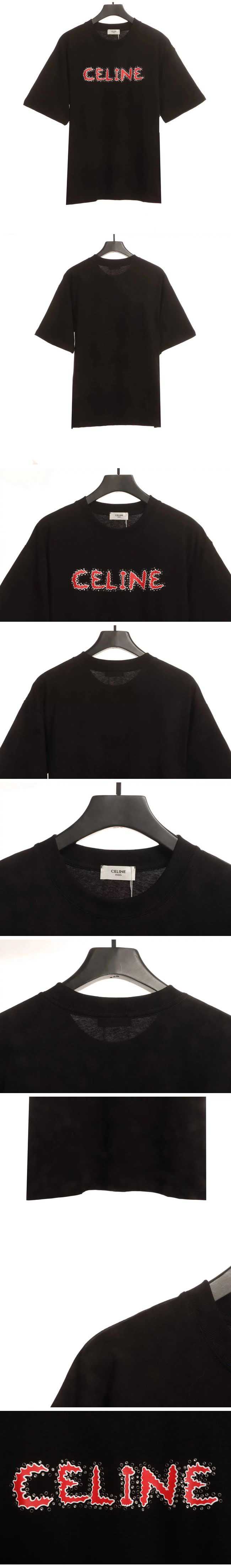 Celine Line Stoen Logo Tee Black セリーヌ ラインストーン ロゴ Tシャツ ブラック