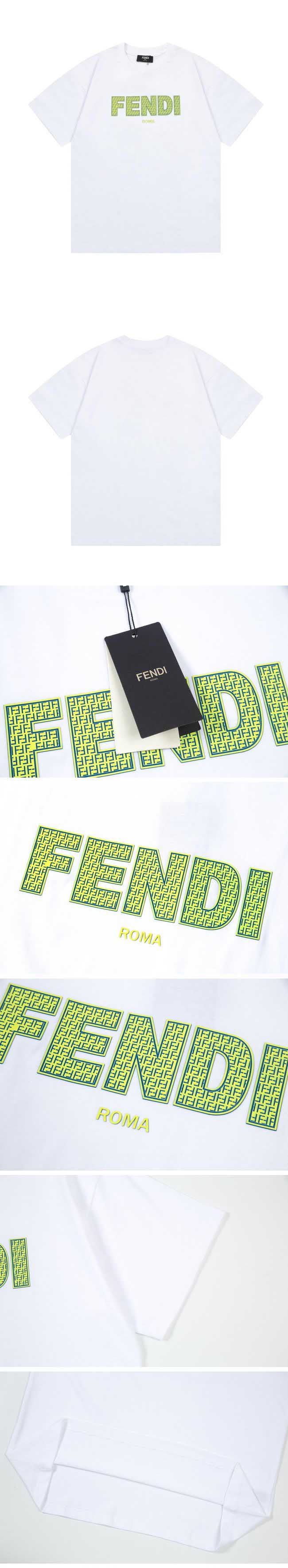 Fendi Green Monogram Chest Logo Tee フェンディ グリーン モノグラム チェスト ロゴ Tシャツ ホワイト