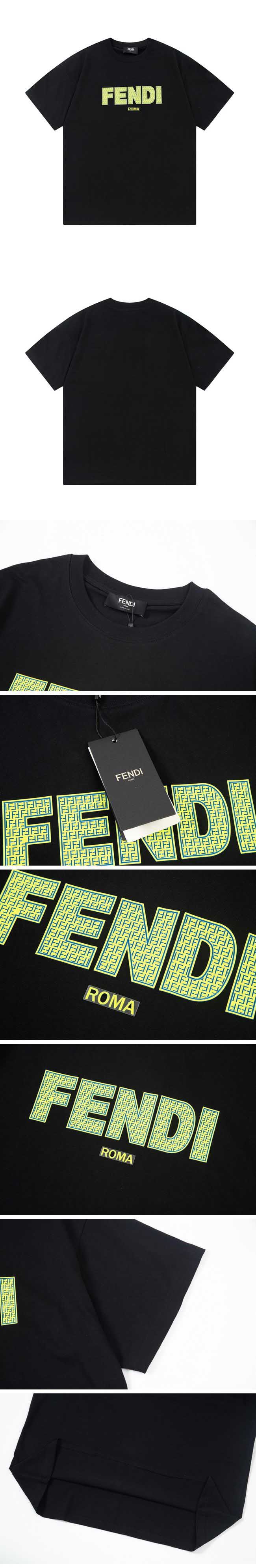 Fendi Green Monogram Chest Logo Tee フェンディ グリーン モノグラム チェスト ロゴ Tシャツ ブラック