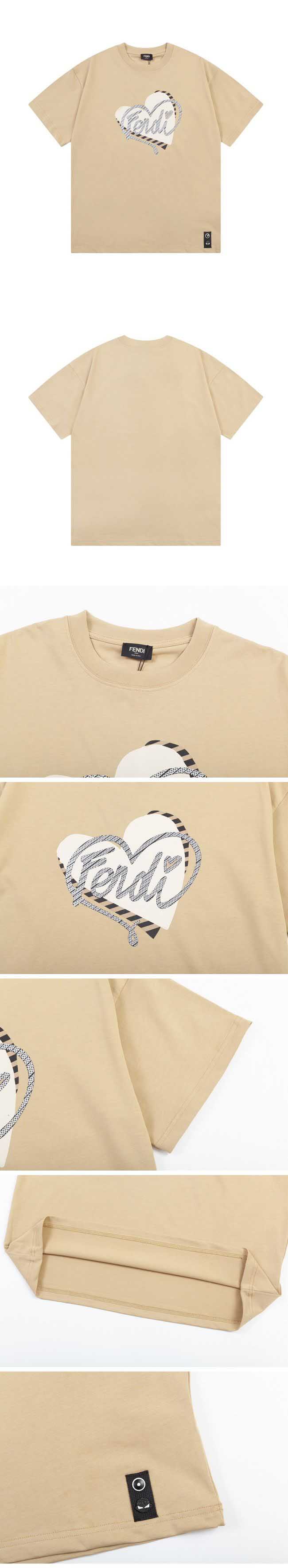 Fendi Chest Heart Design Tee フェンディ チェスト ハート デザイン Tシャツ モカ