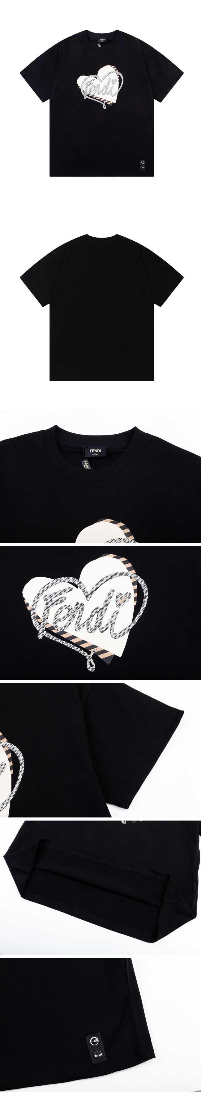 Fendi Chest Heart Design Tee フェンディ チェスト ハート デザイン Tシャツ ブラック