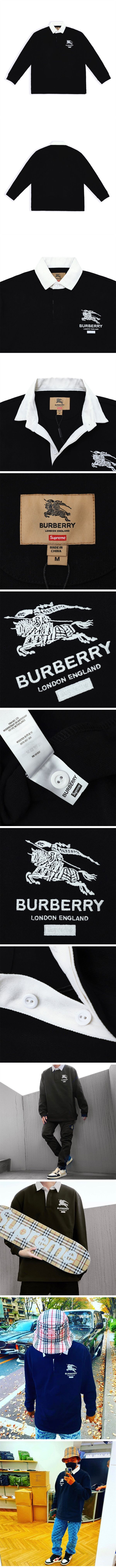 Supreme x Burberry Rugby L/S Shirts Black シュプリーム x バーバリー 長袖 ラガーシャツ ブラック