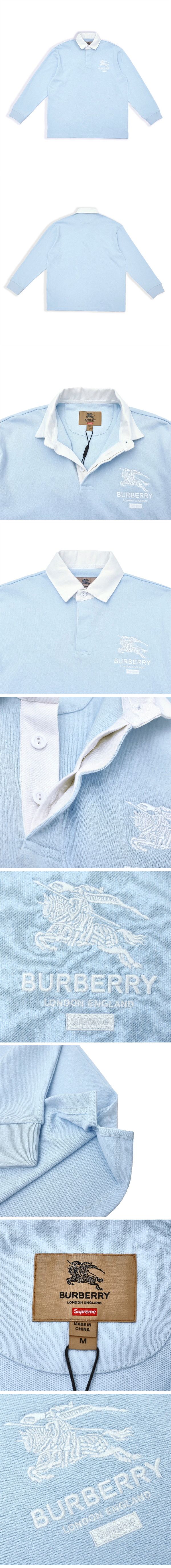 Supreme x Burberry Rugby L/S Shirts Light Blue シュプリーム x バーバリー 長袖 ラガーシャツ ライトブルー