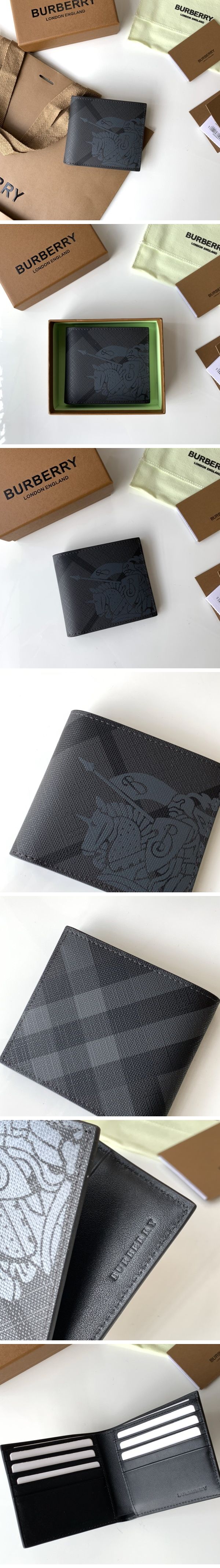 Burberry Equestrian Knight Wallet Black バーバリー エクエストリアン ナイト ウォレット 二つ折り財布 ブラック