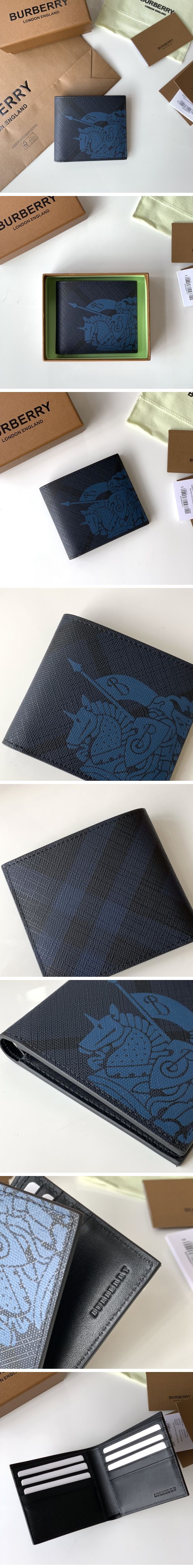 Burberry Equestrian Knight Wallet Navy バーバリー エクエストリアン ナイト ウォレット 二つ折り財布 ネイビー