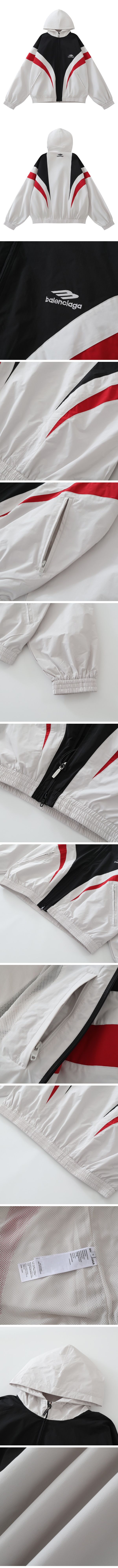 Balenciaga 3B Sports Icon Hooded Track Jacket White/red バレンシアガ 3B スポーツアイコン フーデッド トラックジャケット ホワイト/レッド