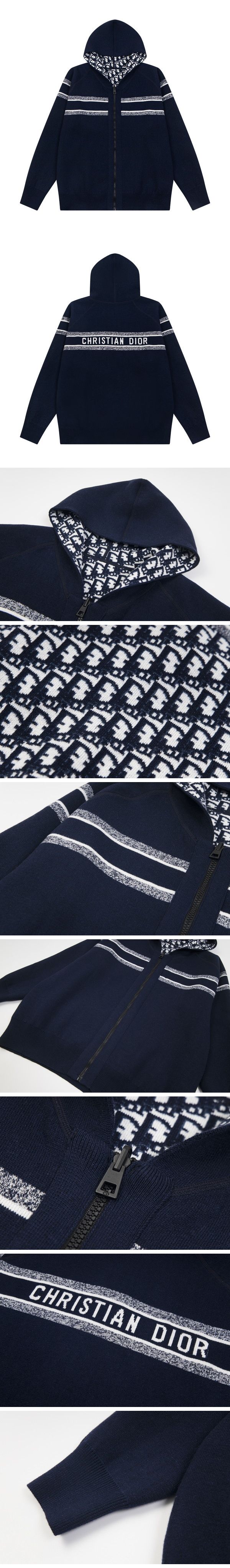 Dior Lining Oblique Knit Hoodie Navy ディオール オブリーク ニットパーカー ネイビー