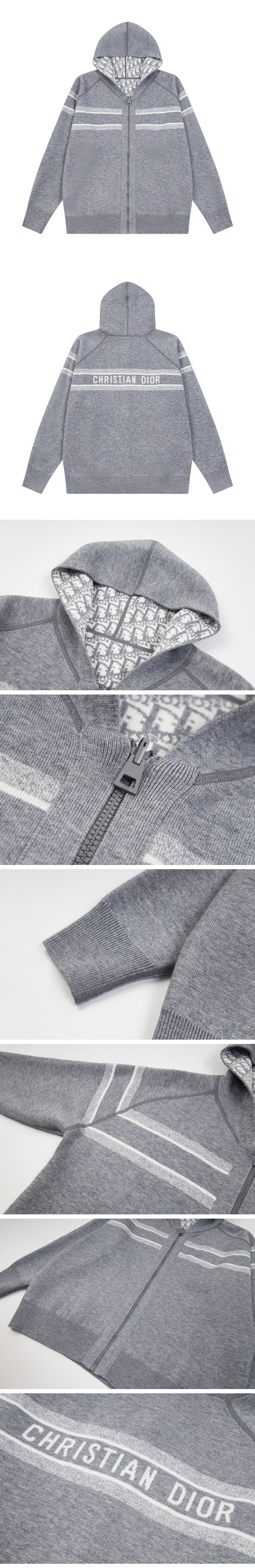 Dior Surface Oblique Knit Hoodie Gray ディオール オブリーク ニットパーカー グレー