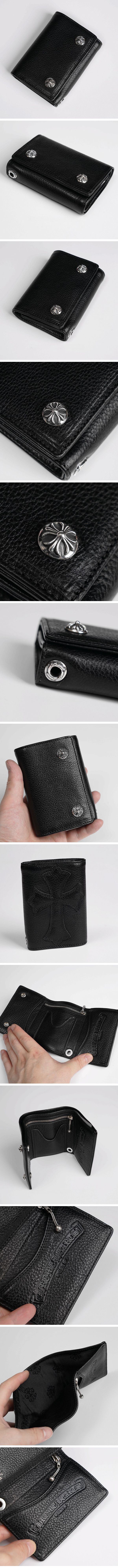 Chrome Hearts Three Fold Cemetery Cross Patch Two Snap Button Leather Wallet クロムハーツ 3つ折り セメタリークロス パッチ スナップボタン レザーウォレット