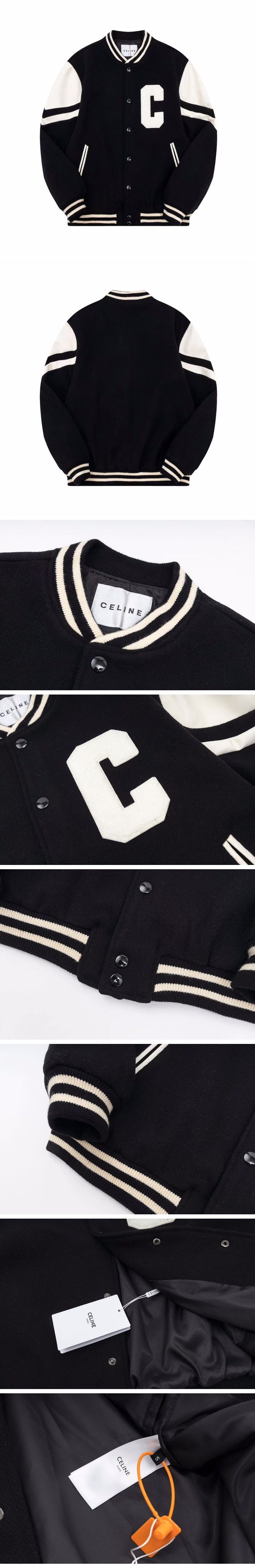 Celine Jackson Teddy Varsity Jacket セリーヌ ジャクソン テディ バーシティ ジャケット ブラック