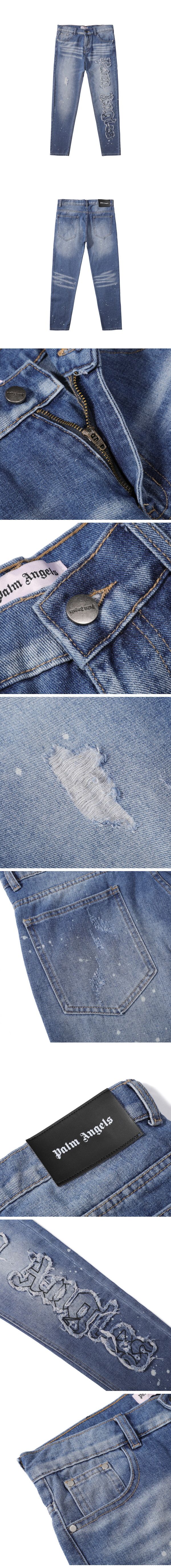 Palm Angels Damage Logo Jeans パームエンジェル ダメージ ロゴ ジーンズ