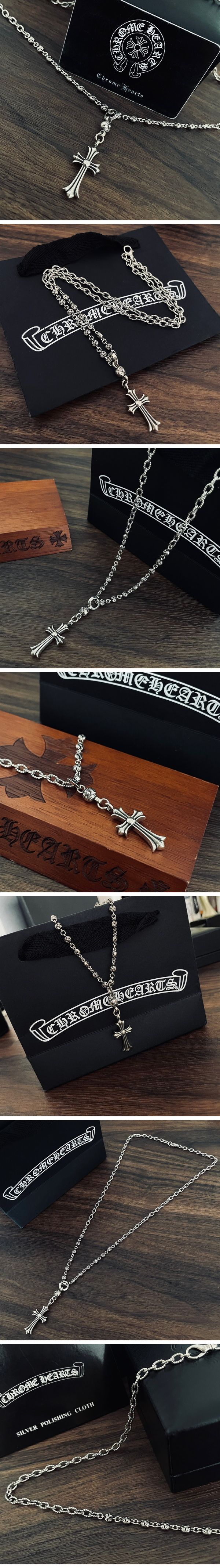 Chrome Hearts CH Cross Pendant & CH Flare Necklace クロムハーツ CHクロス ペンダント CHフレア ネックレス