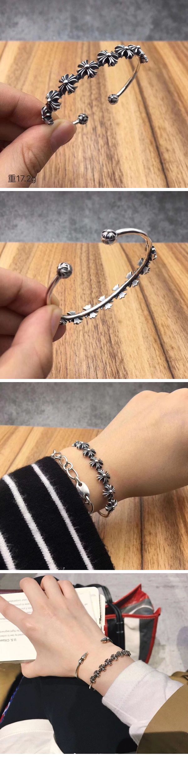N級 Chrome Hearts SV925 CH Cross Bracelet クロムハーツ シルバー925 CH クロス ブレスレット