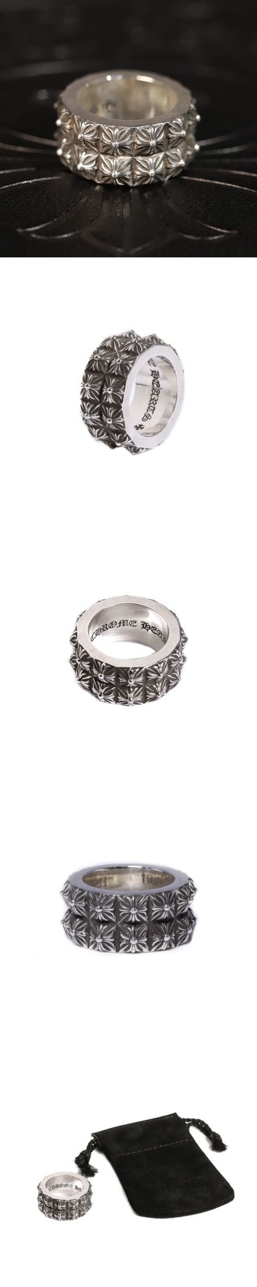 N級 Chrome Hearts SV925 Pete Punk Double Ring クロムハーツ シルバー925 ピート パンク ダブル リング