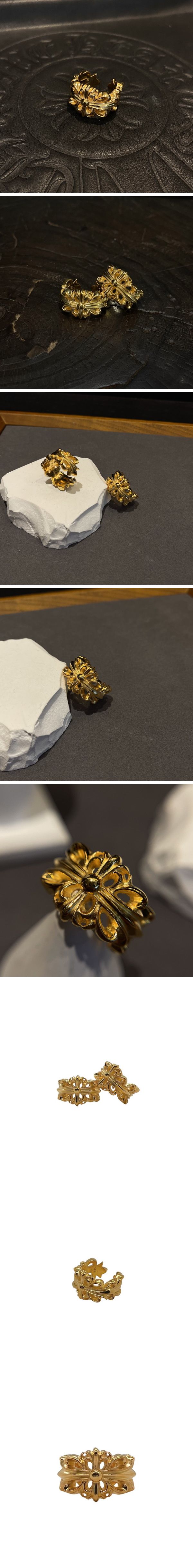 N級 Chrome Hearts SV925 Gold Double Floral Ring クロムハーツ シルバー925 ゴールド ダブル フローラル リング