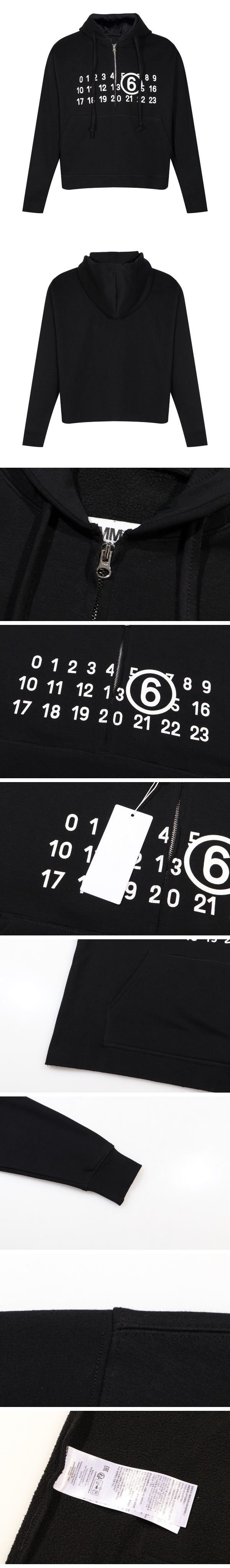Maison Margiela MM6 Half Zip Hoodie Black メゾン マルジェラ MM6 ハーフジップパーカー ブラック