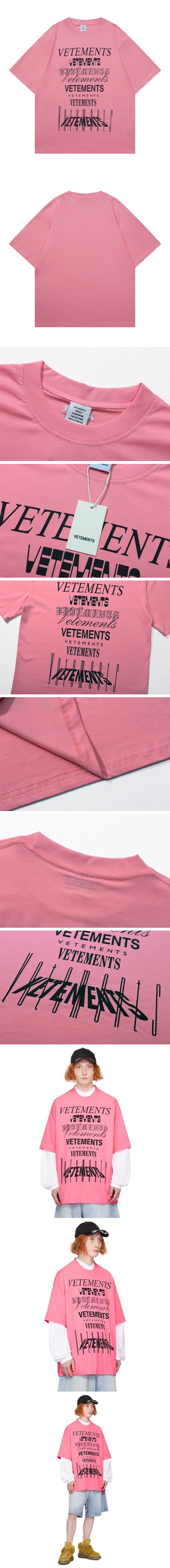 Vetements Pink Multi Logo Tee ヴェトモン ピンク マルチ ロゴ Tシャツ