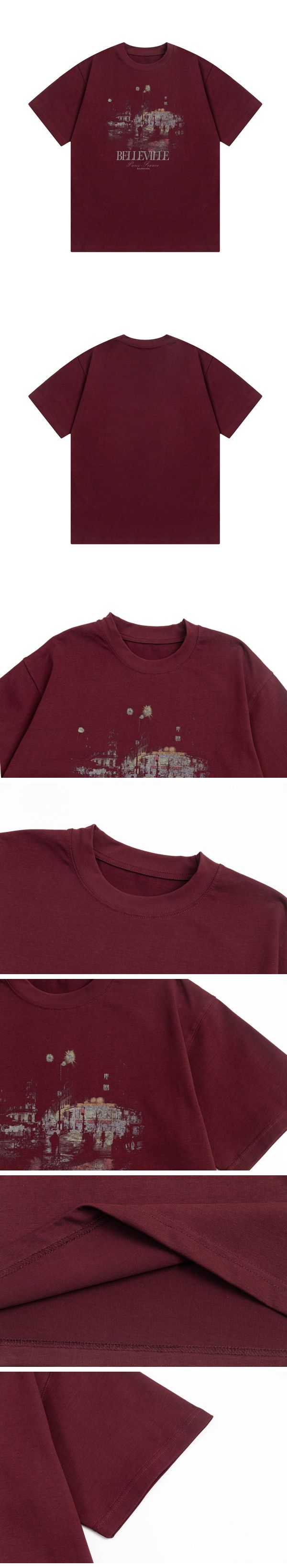 Balenciaga Belleville Print Tee バレンシアガ ベルビル プリント Tシャツ ワインレッド