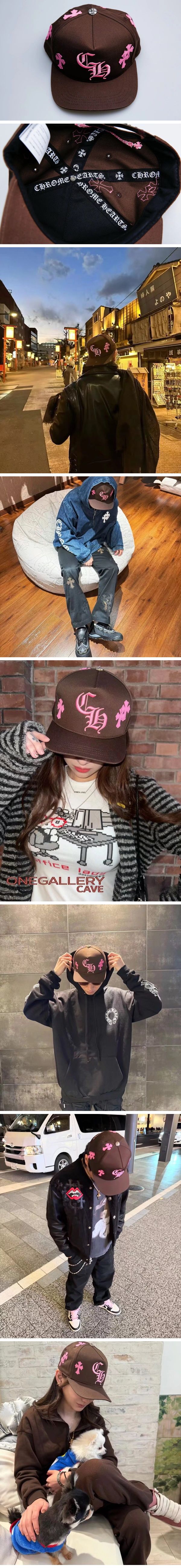 Chrome Hearts CH Pink Cross Patch Brown Cap クロムハーツ CH ピンク クロスパッチ ブラウン キャップ