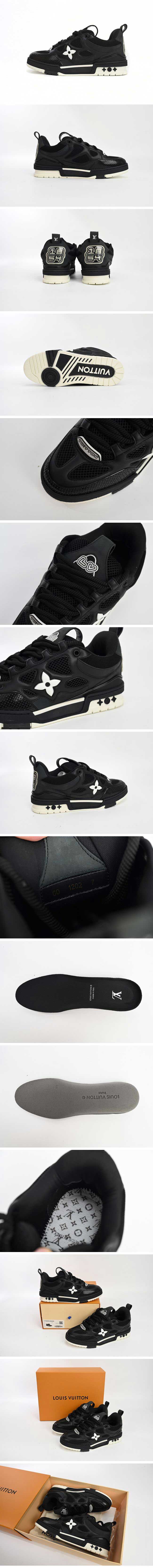 Louis Vuitton Leather Lace Up Fashionable Board Shoes Black ルイヴィトン レザー レース アップ ファッショナブル ボード シューズ ブラック