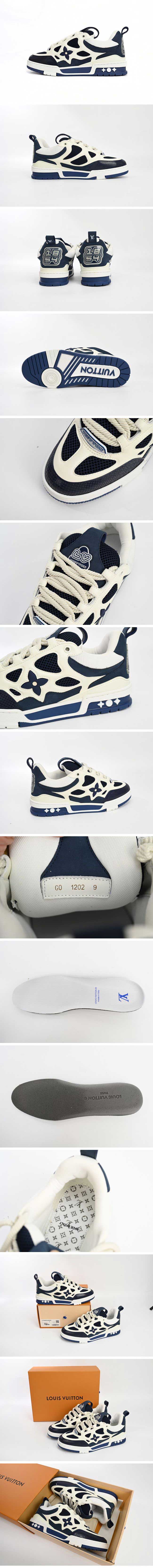 Louis Vuitton Leather Lace Up Fashionable Board Shoes Blue ルイヴィトン レザー レース アップ ファッショナブル ボード シューズ ブルー