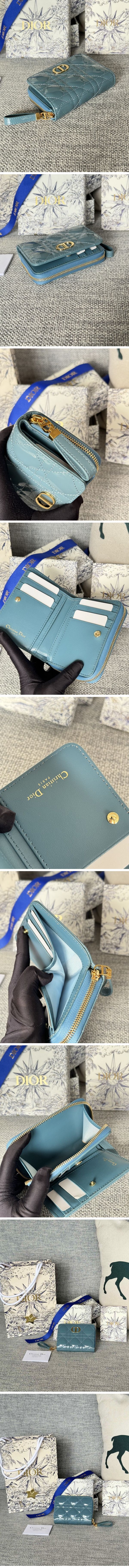 Dior Caro Zip Wallet ディオール カロ ジップ ウォレット ブルー N級