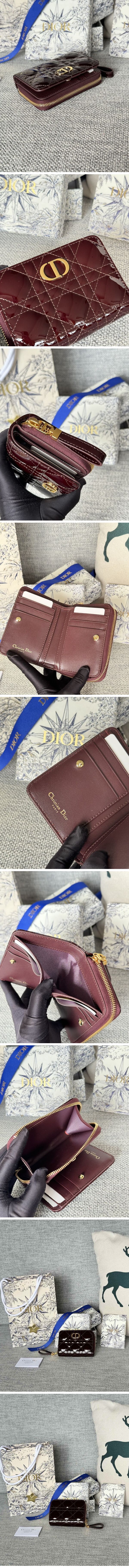 Dior Caro Zip Wallet ディオール カロ ジップ ウォレット ワインレッド N級