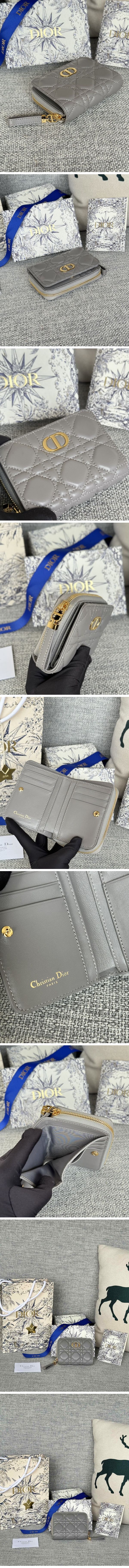 Dior Caro Zip Wallet ディオール カロ ジップ ウォレット グレー N級