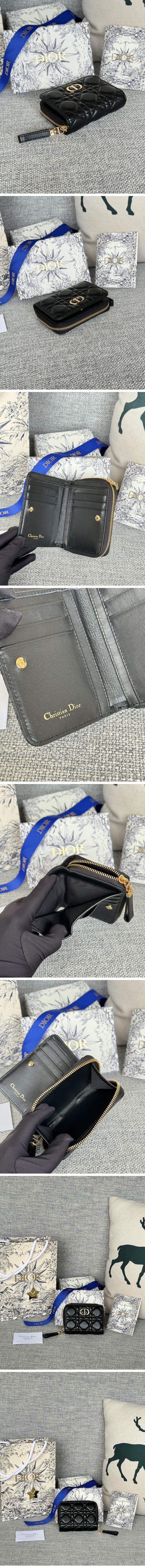 Dior Caro Zip Wallet ディオール カロ ジップ ウォレット ブラック N級