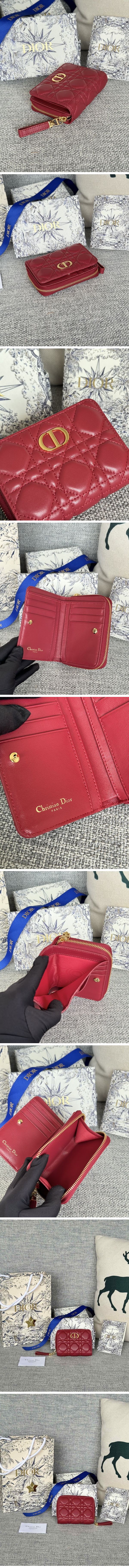 Dior Caro Zip Wallet ディオール カロ ジップ ウォレット レッド N級
