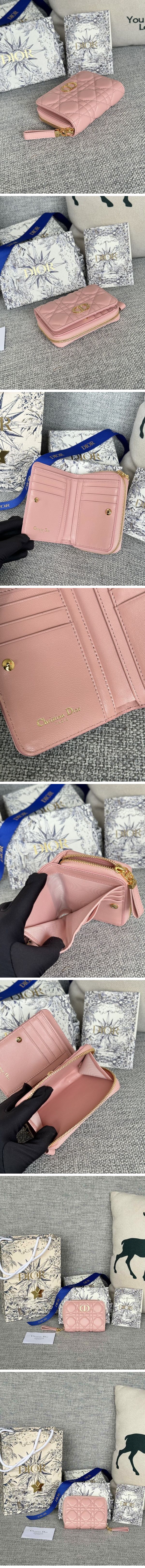 Dior Caro Zip Wallet ディオール カロ ジップ ウォレット ピンク N級