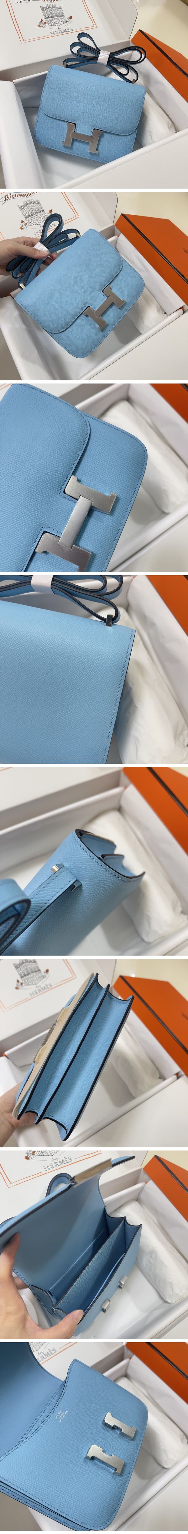 Hermes Constance Mini Shoulder Bag エルメス コンスタンス ミニ ショルダーバッグ シルバー シアンブルー N級