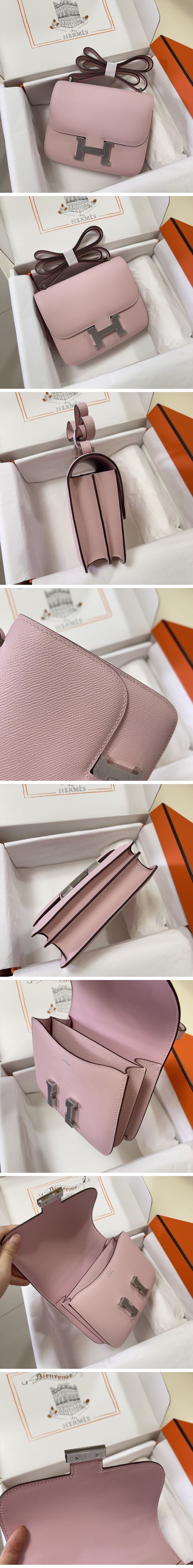 Hermes Constance Mini Shoulder Bag エルメス コンスタンス ミニ ショルダーバッグ シルバー ライトピンク N級