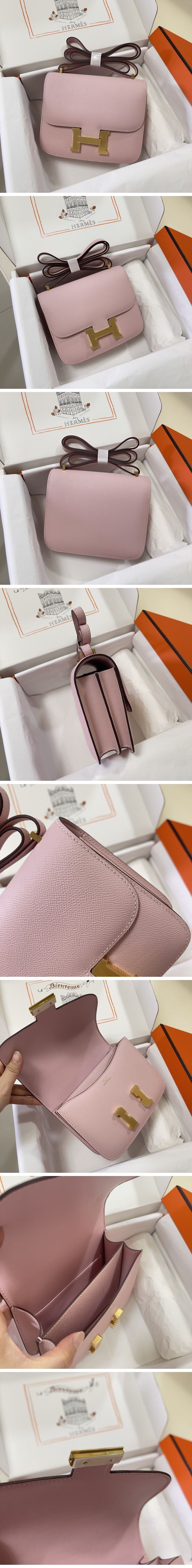 Hermes Constance Mini Shoulder Bag エルメス コンスタンス ミニ ショルダーバッグ ゴールド ライトピンク N級
