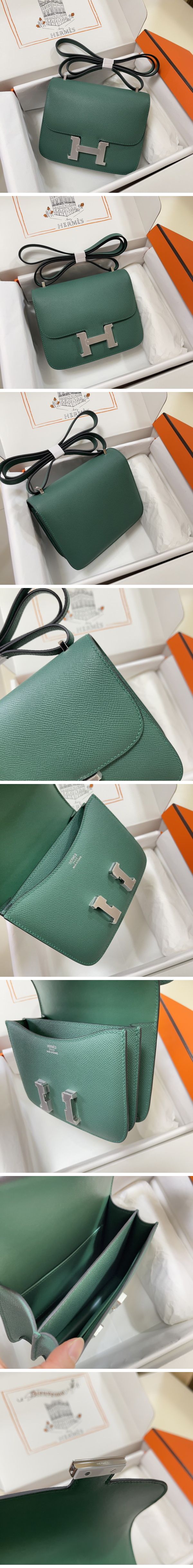 Hermes Constance Mini Shoulder Bag エルメス コンスタンス ミニ ショルダーバッグ シルバー ダークグリーン N級