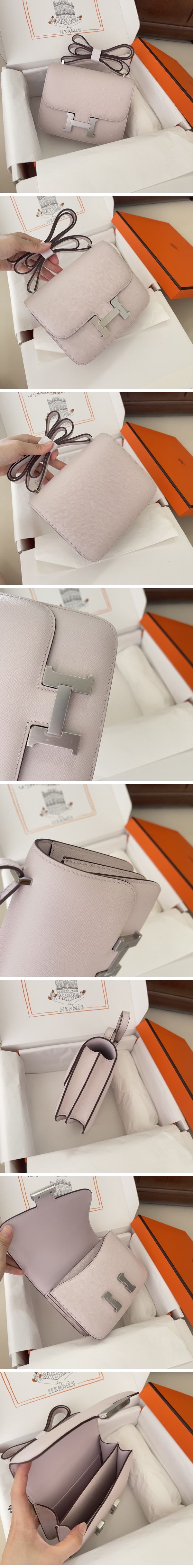 Hermes Constance Mini Shoulder Bag エルメス コンスタンス ミニ ショルダーバッグ シルバー ペールピンク N級