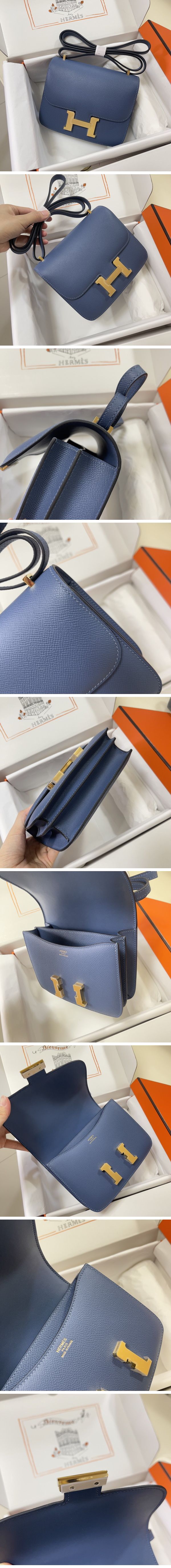 Hermes Constance Mini Shoulder Bag エルメス コンスタンス ミニ ショルダーバッグ ゴールド ブルー N級