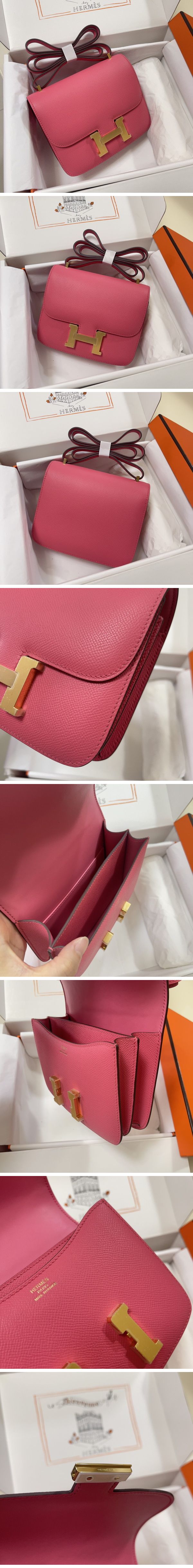 Hermes Constance Mini Shoulder Bag エルメス コンスタンス ミニ ショルダーバッグ ゴールド ピンク N級