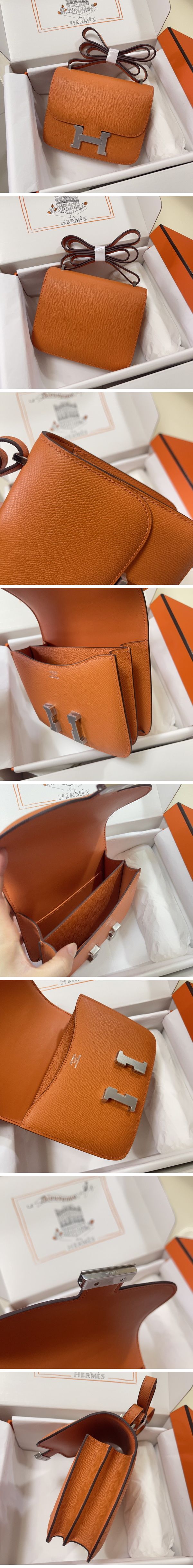 Hermes Constance Mini Shoulder Bag エルメス コンスタンス ミニ ショルダーバッグ シルバー オレンジ N級
