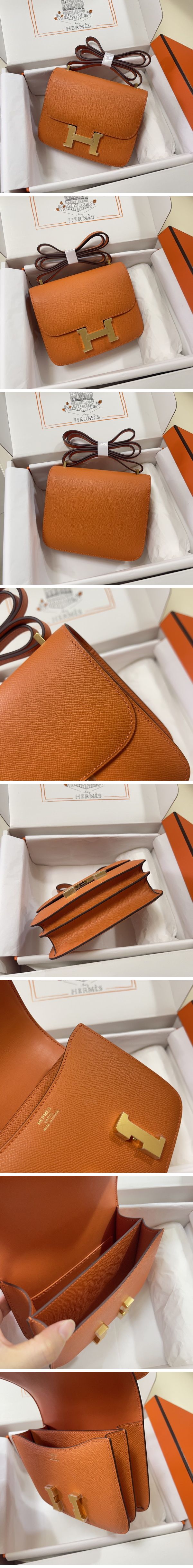 Hermes Constance Mini Shoulder Bag エルメス コンスタンス ミニ ショルダーバッグ ゴールド オレンジ N級