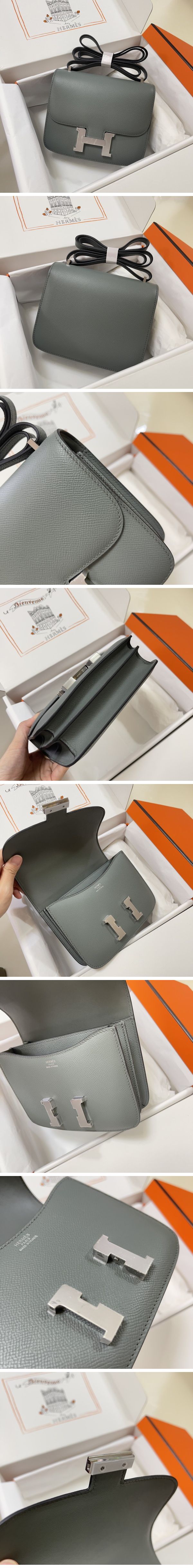 Hermes Constance Mini Shoulder Bag エルメス コンスタンス ミニ ショルダーバッグ シルバー グレー N級