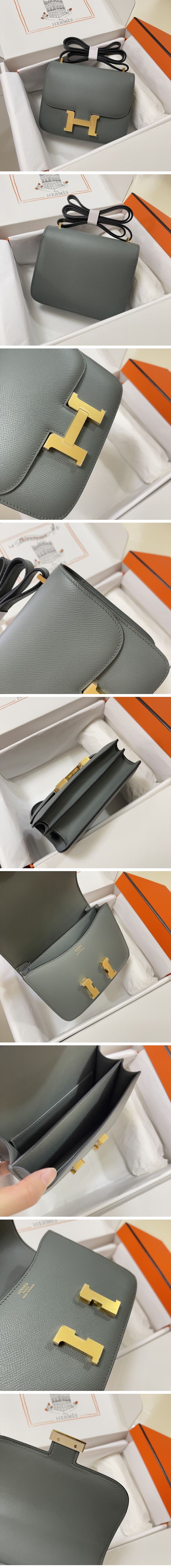 Hermes Constance Mini Shoulder Bag エルメス コンスタンス ミニ ショルダーバッグ ゴールド グレー N級