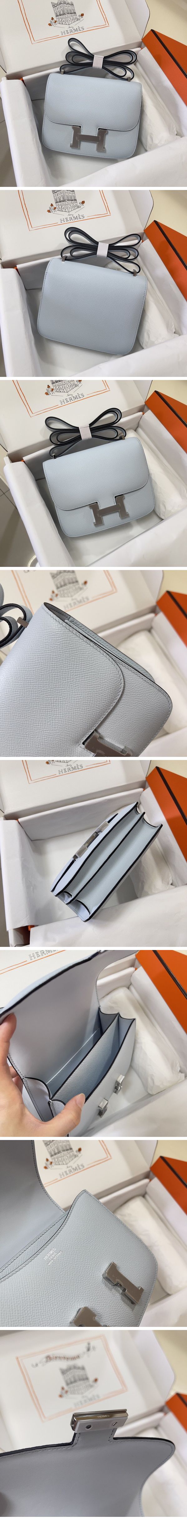 Hermes Constance Mini Shoulder Bag エルメス コンスタンス ミニ ショルダーバッグ シルバー ライトブルー N級