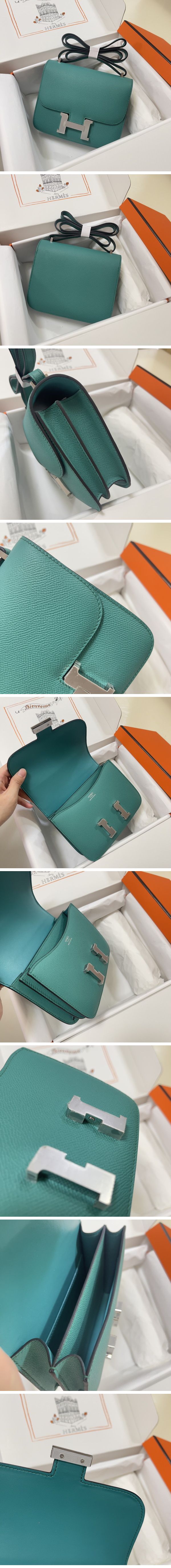 Hermes Constance Mini Shoulder Bag エルメス コンスタンス ミニ ショルダーバッグ シルバー グリーン N級